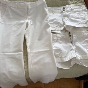 Express Cream Buttoned Pants and Shorts Set